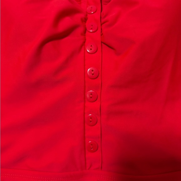 Red One Piece Swimsuit Sz XL Vacation Vibes.  Poolside. SKU 2 - Picture 6 of 7